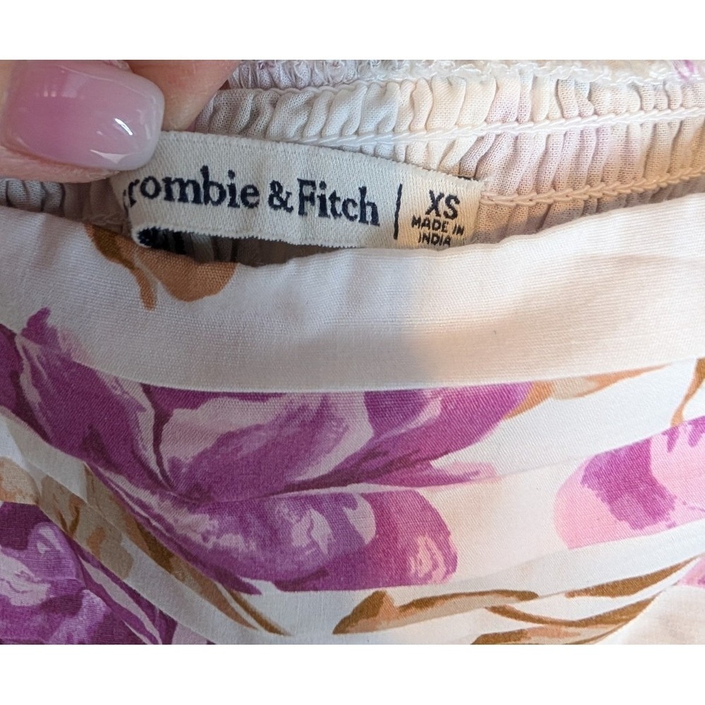 Abercrombie & Fitch Emerson Poplin Puff Sleeve Floral Midi Dress XS Coquette - Picture 8 of 13